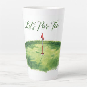 Caneca De Café Latte Golfe Vamos Par tee com bandeira de golfe no verde
