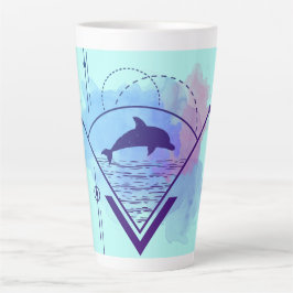 Caneca De Café Latte Golfinho Geométrico Moderno