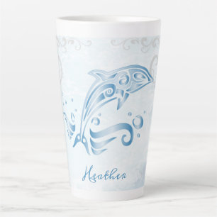 Caneca De Café Latte Golfinho Personalizado Latte Mug Azul