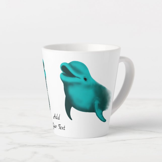 Caneca De Café Latte Golfinho Sortudo - Adicione seu texto (Ângulo direito)