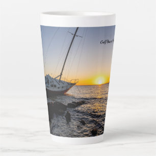 Caneca De Café Latte Golfo De Breeze E Jetty Sunset Latte Mug
