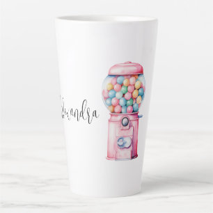 Caneca De Café Latte Goma de Borracha Rosa Caprichosa