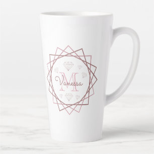 Caneca De Café Latte Gometria Dourada de Rosa bonitão
