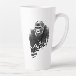 Caneca De Café Latte Gorilla Lope - Arte Digital de Contorno