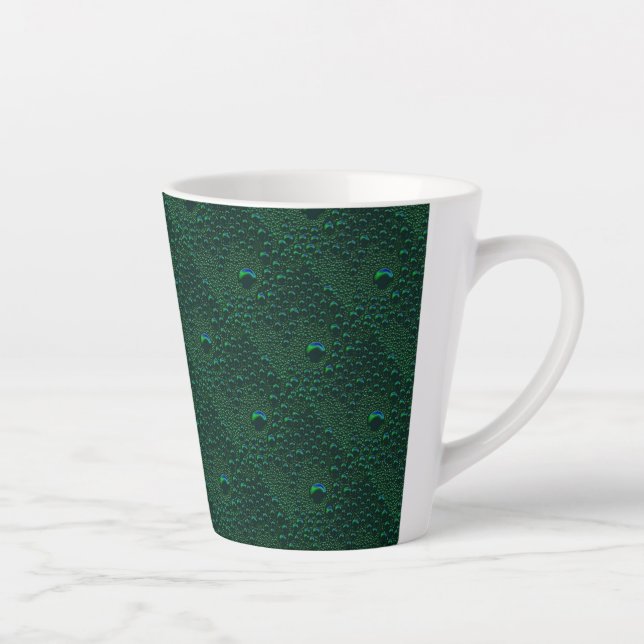 Caneca De Café Latte Gotas de Água em Metal Verde (Direita)