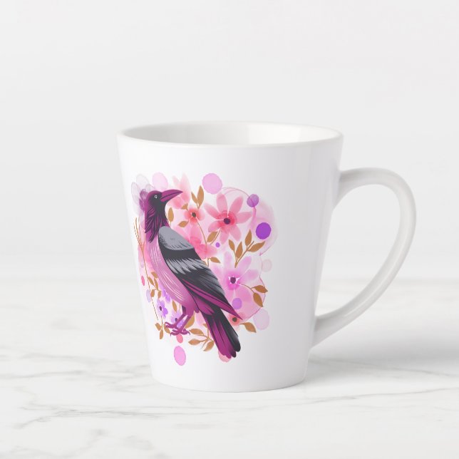 Caneca De Café Latte Goth Raven Coffee Mug Dark Aesthetic (Direita)