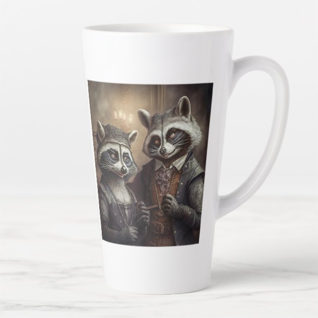 Caneca De Café Latte Gótico Raccoons Latte Mug (Direita)