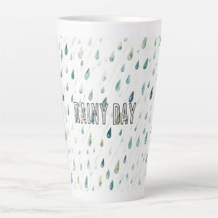Caneca De Café Latte Gotículas De Chuva Dia Chuvoso