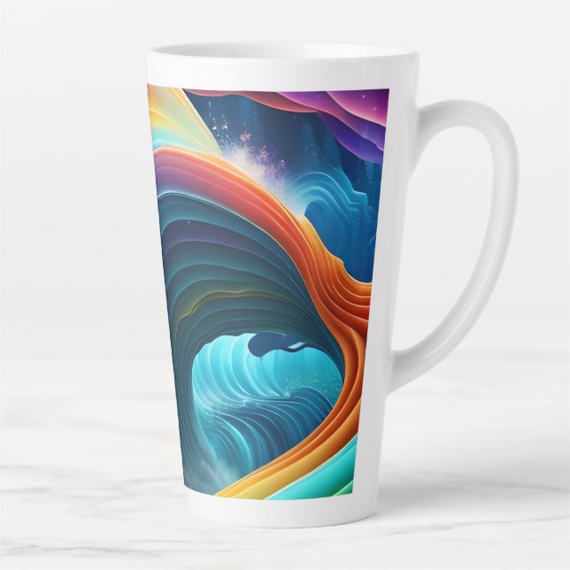 Caneca De Café Latte Graceful Bright Rainbow Waterfall (Direita)