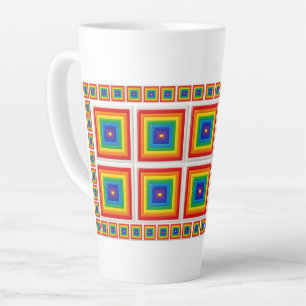 Caneca De Café Latte Grade Geométrica Arco-íris
