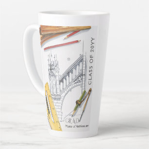 Caneca De Café Latte Graduação Classe de Foto do Engenheiro de Arquitet