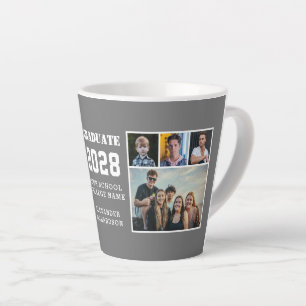 Caneca De Café Latte Graduação da Colagem de Fotos Moderna Tipografia e