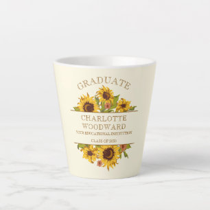 Caneca De Café Latte Graduação Girassóis Graduação Floral