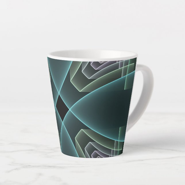 Caneca De Café Latte Gráfico de Arte Geométrica Teal Moderna (Ângulo direito)