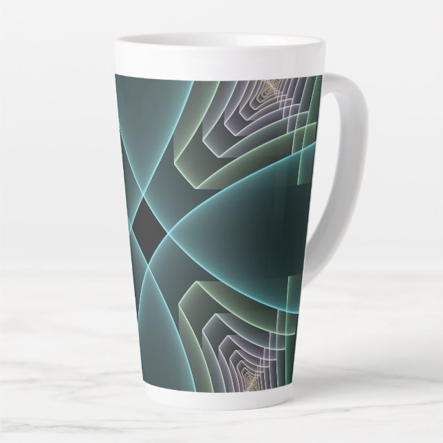 Caneca De Café Latte Gráfico de Arte Geométrica Teal Moderna (Ângulo direito)