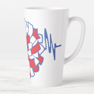 Caneca De Café Latte Gráfico de Pom-Pom de Animação do Coração
