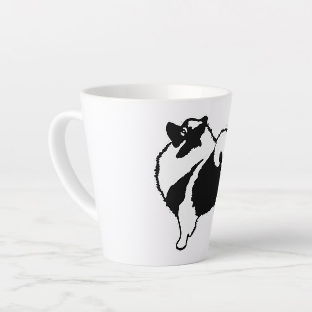 Caneca De Café Latte Gráficos Keeshond - Arte de Cachorro Original (Ângulo esquerdo)
