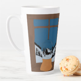 Caneca De Café Latte Grand Mug Latte Hivernal Boule à Neige à la Fenêtr
