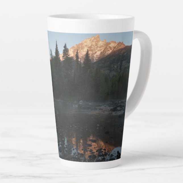 Caneca De Café Latte Grand Teton Sunrise em Cottonwood Creek (Ângulo direito)