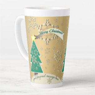 Caneca De Café Latte Grande Cena de Natal de Bronze de Neve Latte