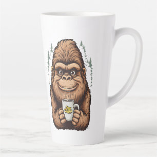 Caneca De Café Latte Grande Pé Fofinho Bebendo Café Sasquatch Divertido