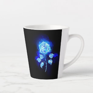 Caneca De Café Latte Gravação de Rosa Azul