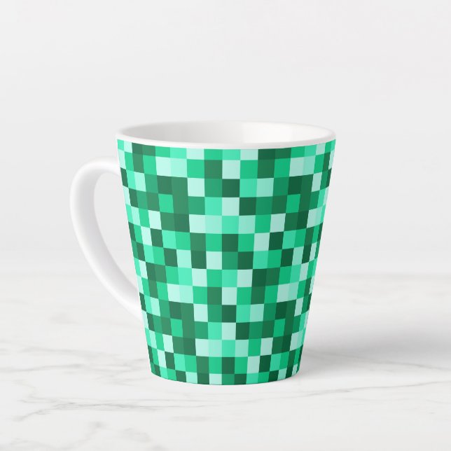 Caneca De Café Latte Green Pixels Micraft Inspired Mug Cup (Ângulo esquerdo)