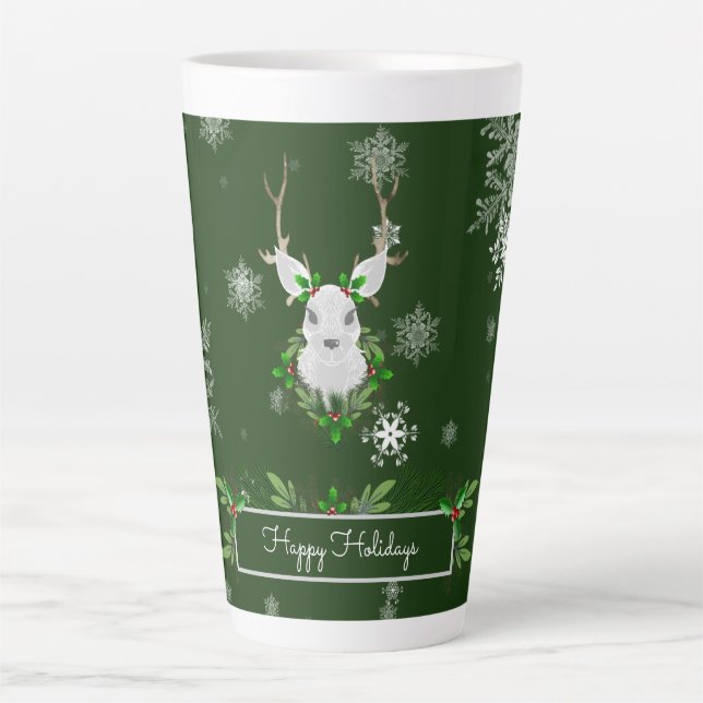 Caneca De Café Latte Green Reindeer Latte Mug (Frente)