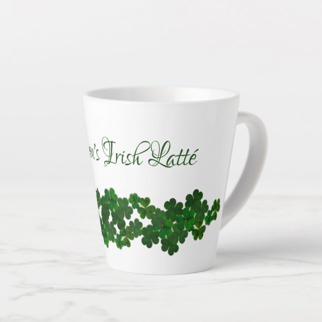 Caneca De Café Latte Green Shamrocks Irish Latté Mug Personalizado (Ângulo direito)