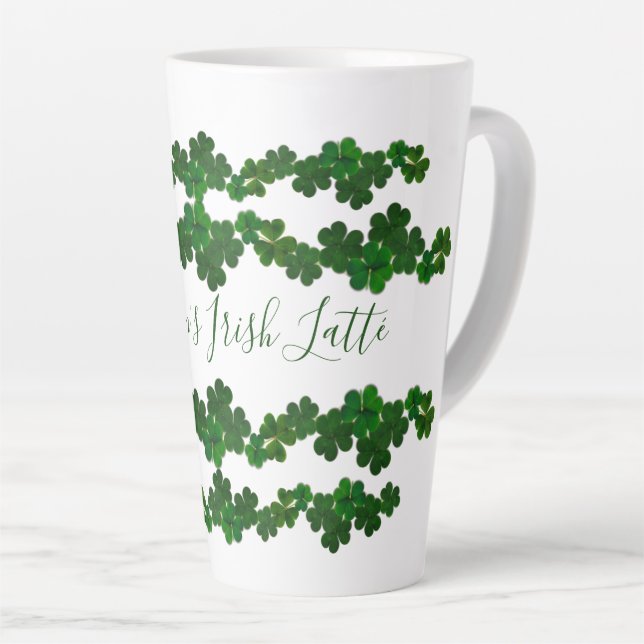Caneca De Café Latte Green Shamrocks Irish Latté Mug Personalizado (Ângulo direito)