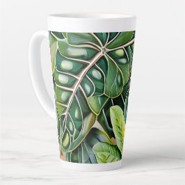 Caneca De Café Latte Green Tropical Leaves Housewarming Gift