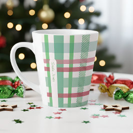 Caneca De Café Latte grelha de xadrez de doces de Natal