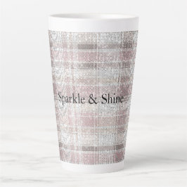 Caneca De Café Latte Grelha de Xadrezes Rosa Girassol
