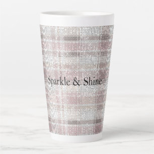 Caneca De Café Latte Grelha de Xadrezes Rosa Girassol