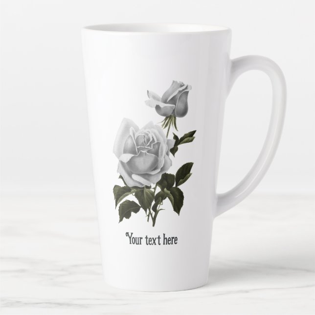 Caneca De Café Latte Grimoire Rosa Branca (Direita)