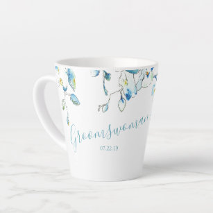 Caneca De Café Latte Groomswoman Gift Blue Watercolor Mug