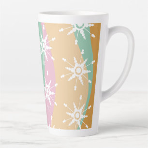 Caneca De Café Latte Groovy Christmas Snowflake Swirl Marble