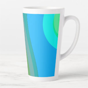 Caneca De Café Latte Groovy Green E Blue Abstrato Art 305°