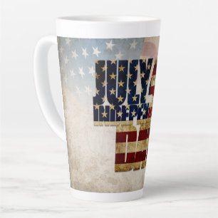 Caneca De Café Latte Grunge EUA Gráfico de Independência de 4 de Julho
