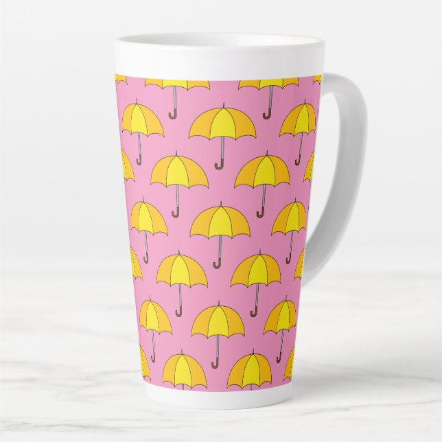 Caneca De Café Latte Guarda-chuva Amarelo (Ângulo direito)