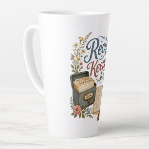 Caneca De Café Latte Guarda-Receitas Floral Vintage Cottagecore