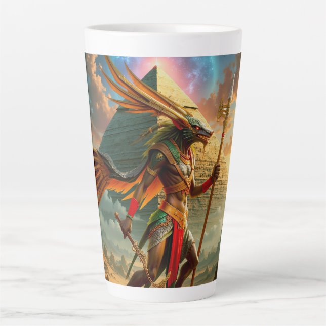 Caneca De Café Latte Guardião do Portão Celestial – Anúbis (Frente)