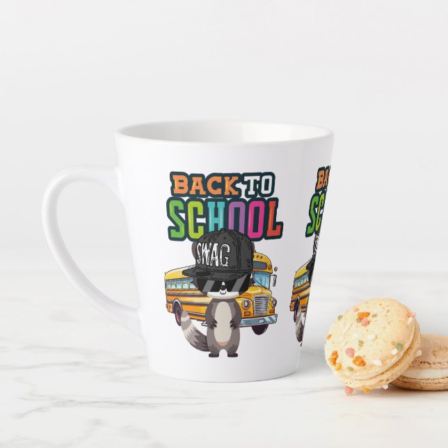 Caneca De Café Latte Guaxinim Escolar  (In Situ)