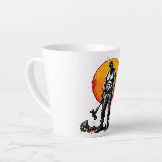 Caneca De Café Latte guerreiro barbárie fantasma medieval hummerLatte M (Ângulo esquerdo)