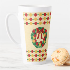 Caneca De Café Latte Guirlanda de Natal em Tricô