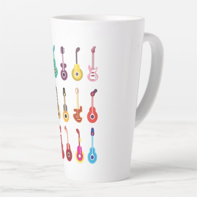 Caneca De Café Latte Guitarras coloridas (Ângulo direito)