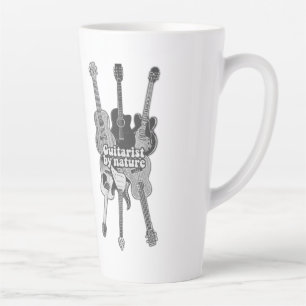 Caneca De Café Latte Guitarras retrô preto e branco para guitarristas