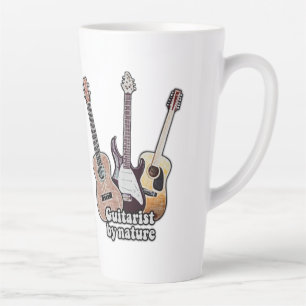 Caneca De Café Latte Guitarrista por natureza. divertidas obras de arte
