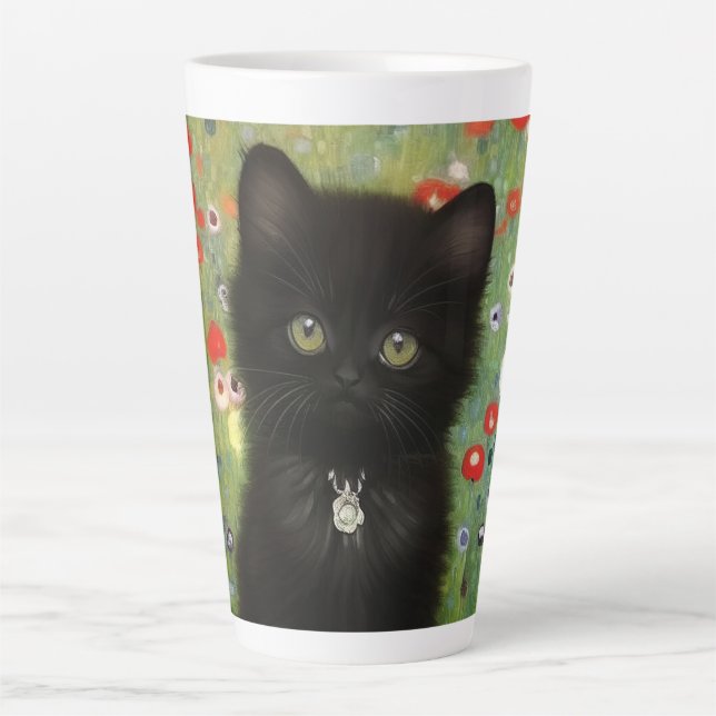 Caneca De Café Latte Gustav Klimt Kitten (Frente)