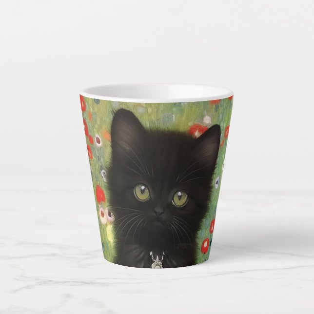 Caneca De Café Latte Gustav Klimt Kitten (Frente)